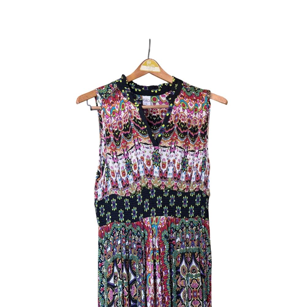 Bila boho handkerchief long dress XL colorful festival hippie sleeveless - Picture 4 of 9
